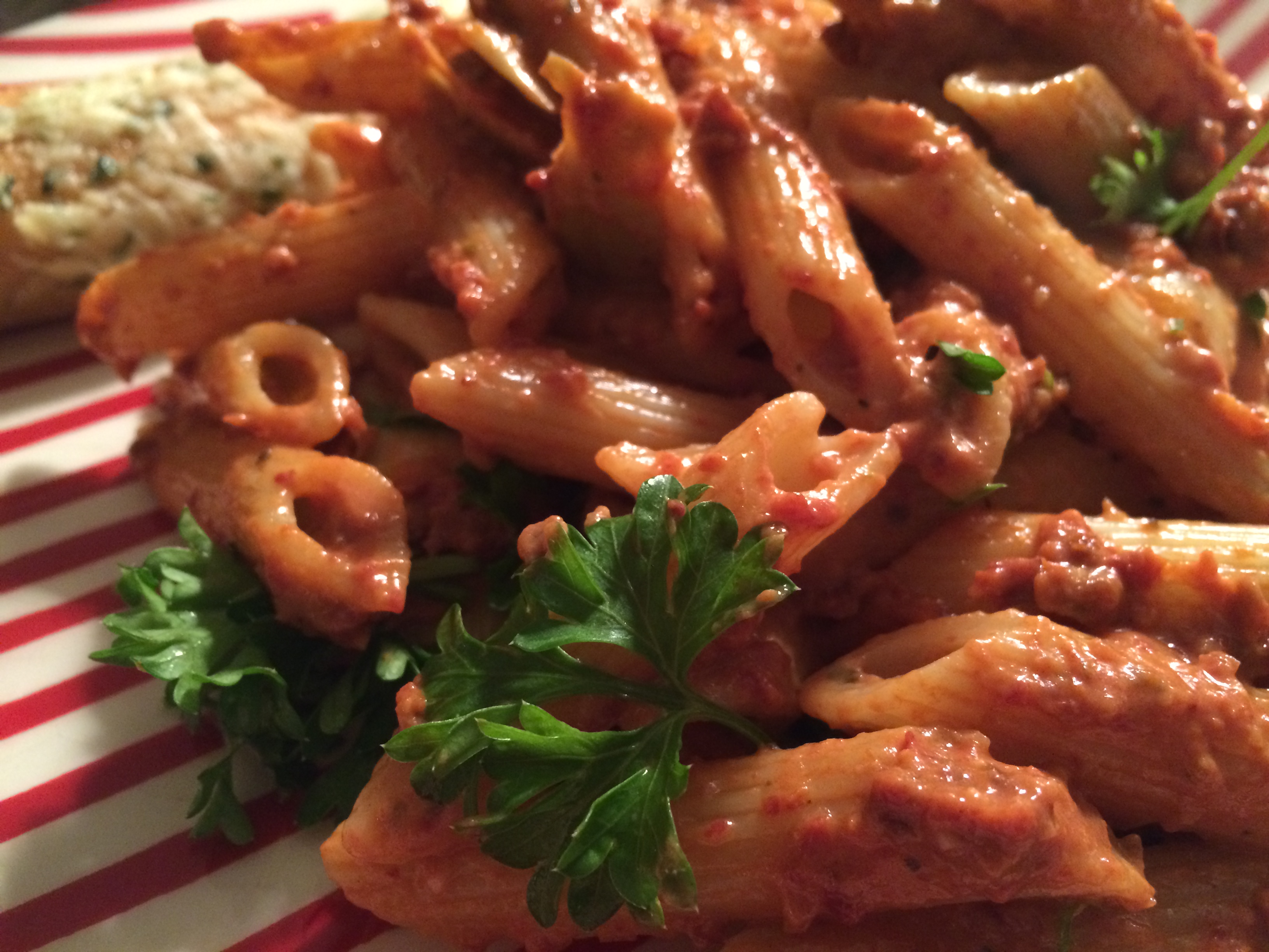Penne With Vegan SunDried Tomato Cream Sauce.