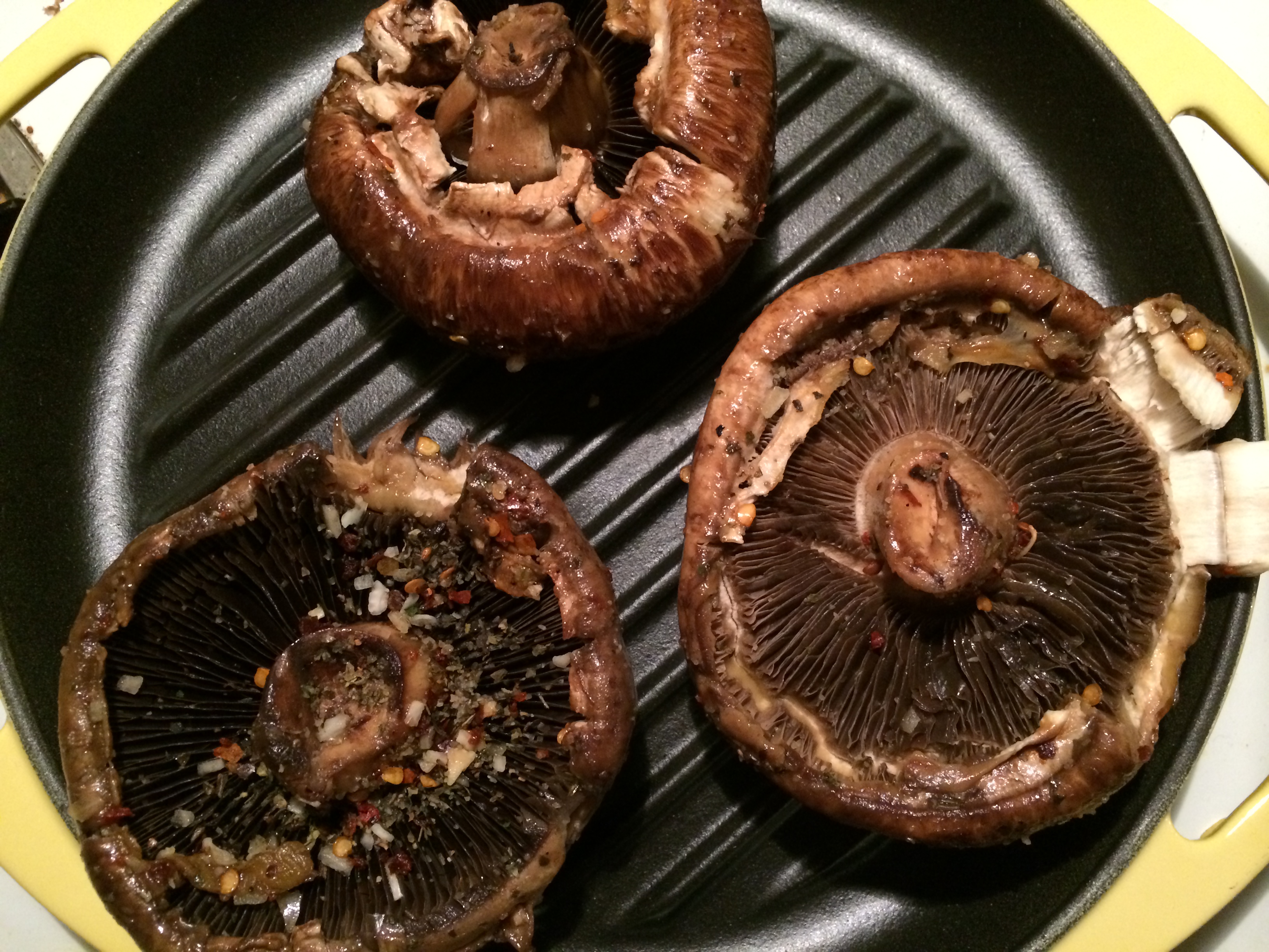 Sunday Cookin Vegan Portobello Steaks With Steamed Veggies and Couscous.