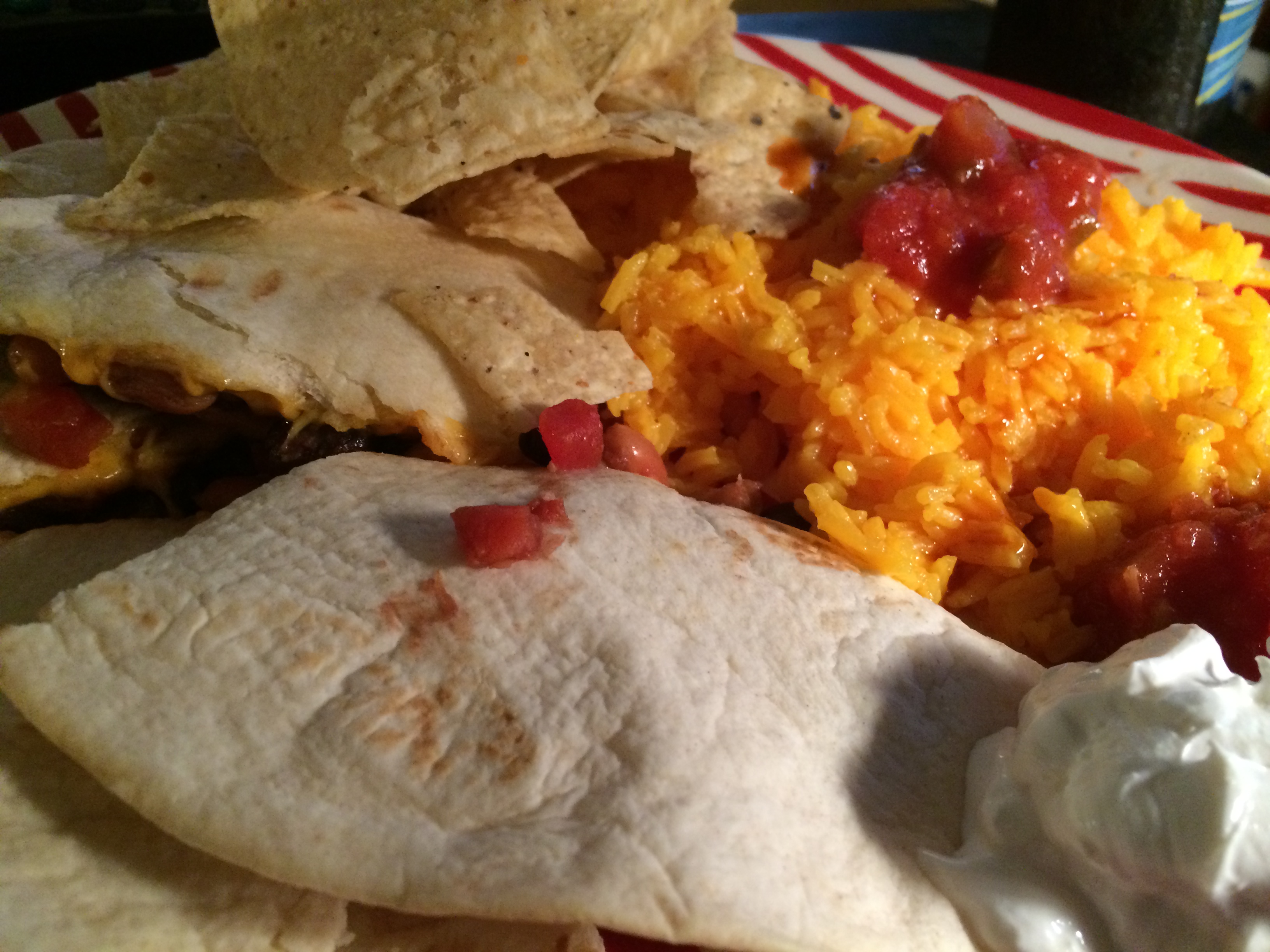 Cinco de Mayo Feast Vegan Bean Quesadillas With Rice.