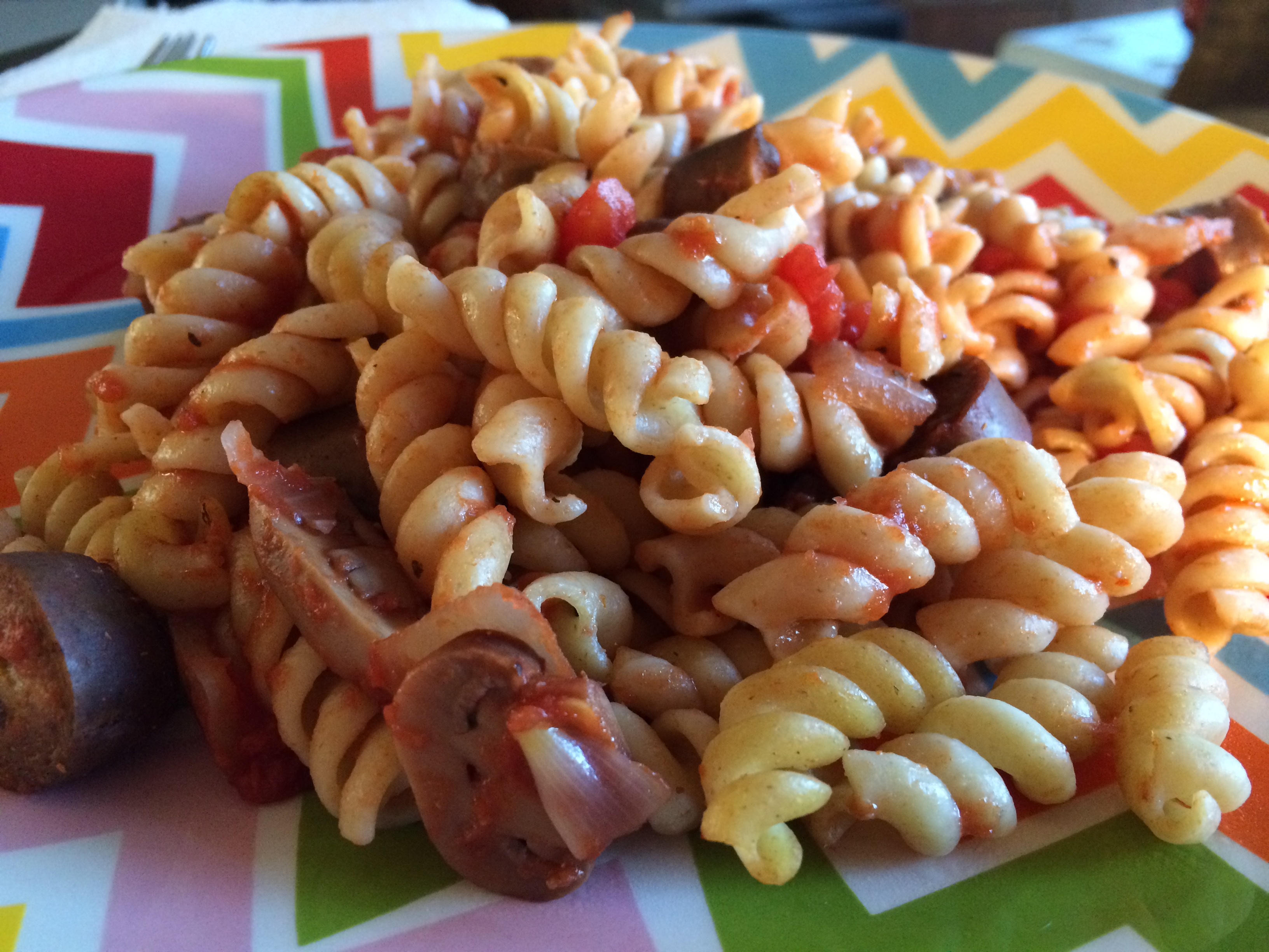Rotini and Vegan Sausage Casserole. The Kitchen Recessionista